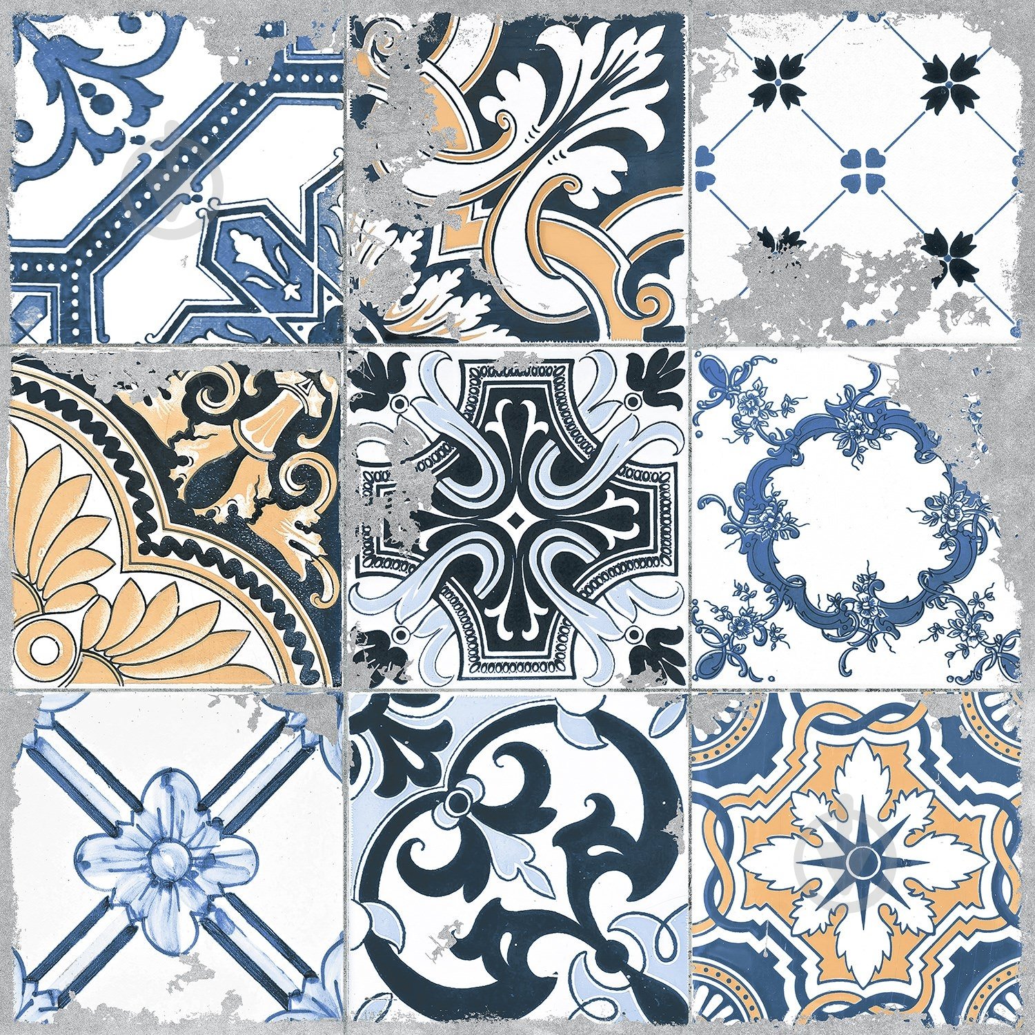 Плитка Golden Tile Beton Art Patchwork grey BA2560 60x60 см - фото 1