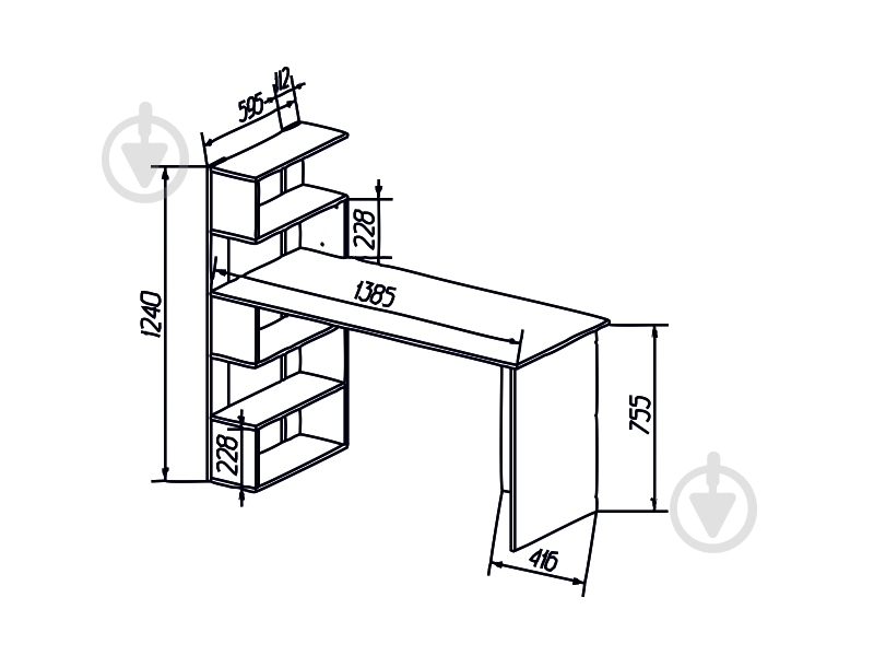 Стол компьютерный DC Robert левый дуб сонома - фото 4
