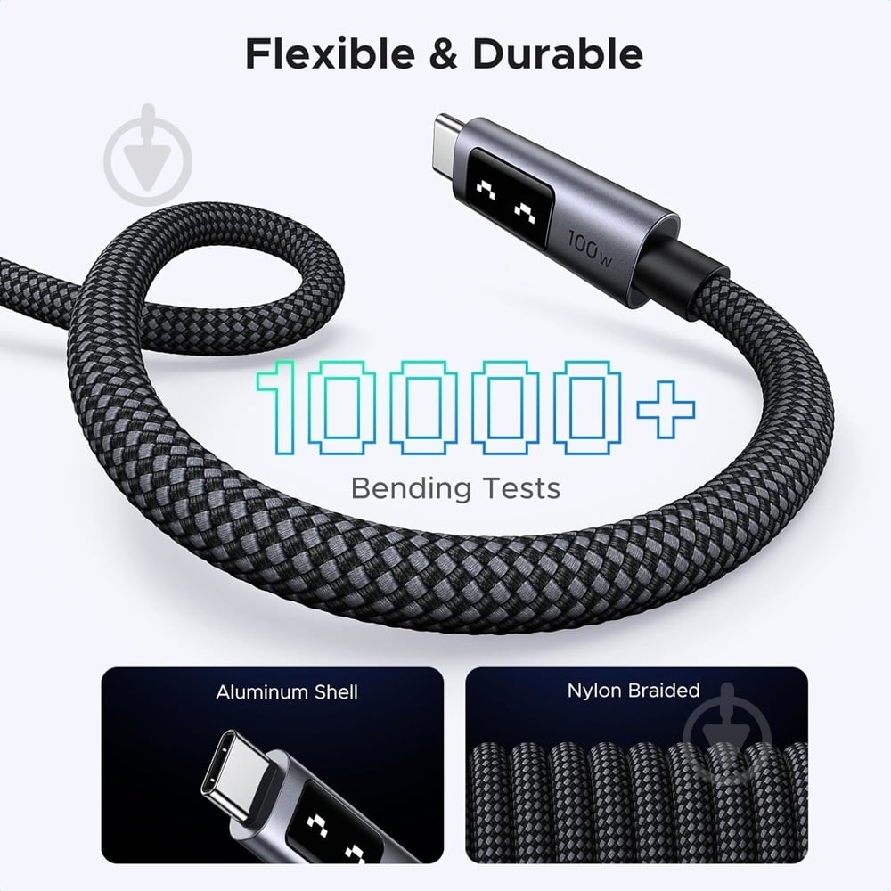 Кабель UGREEN L509 USB 2.0 Type-C M-M 100W 1 м черный (35501) - фото 5
