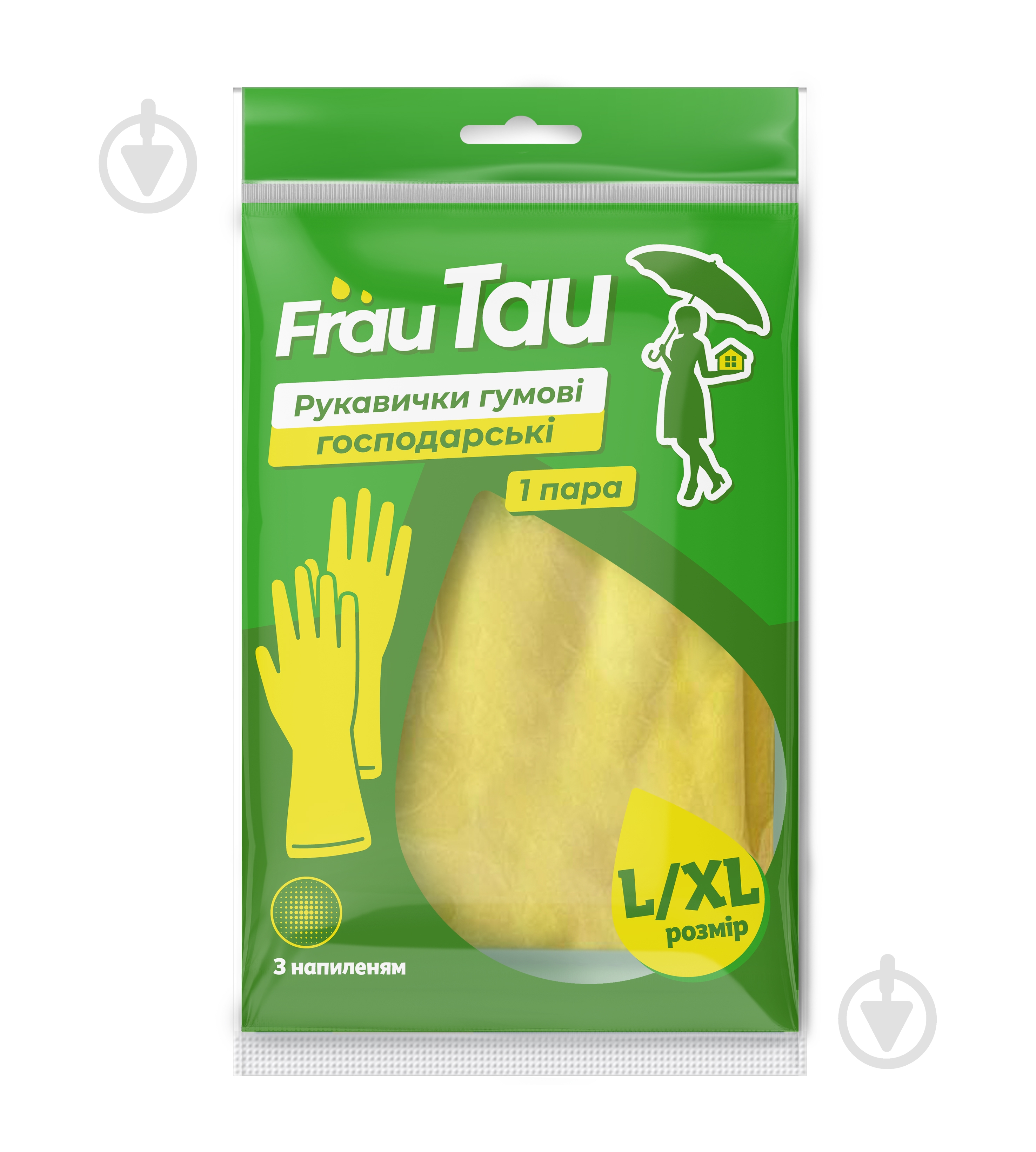 Перчатки резиновые Frau Tau стандартные р. L-XL 1 пар/уп. желтые - фото 1