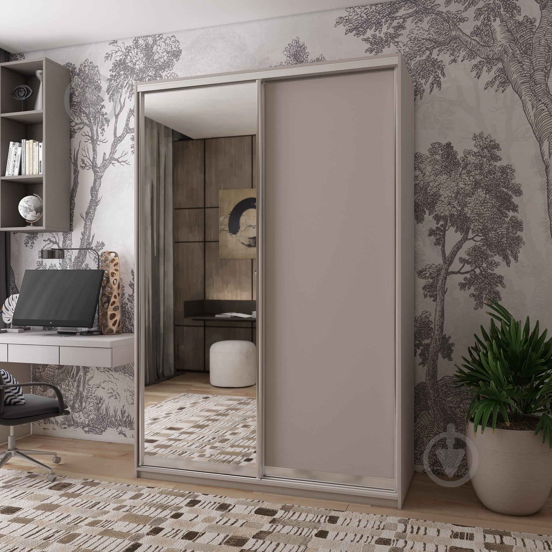 Шкаф-купе Сити Лайт Doros зеркалоДСП 1,5 м 1500x600x2250 мм кашемир двери / ДСП/зеркало - фото 2 Шкаф-купе Сити Лайт Doros зеркалоДСП 1,5 м 1500x600x2250 мм кашемир двери / ДСП/зеркало - фото 2