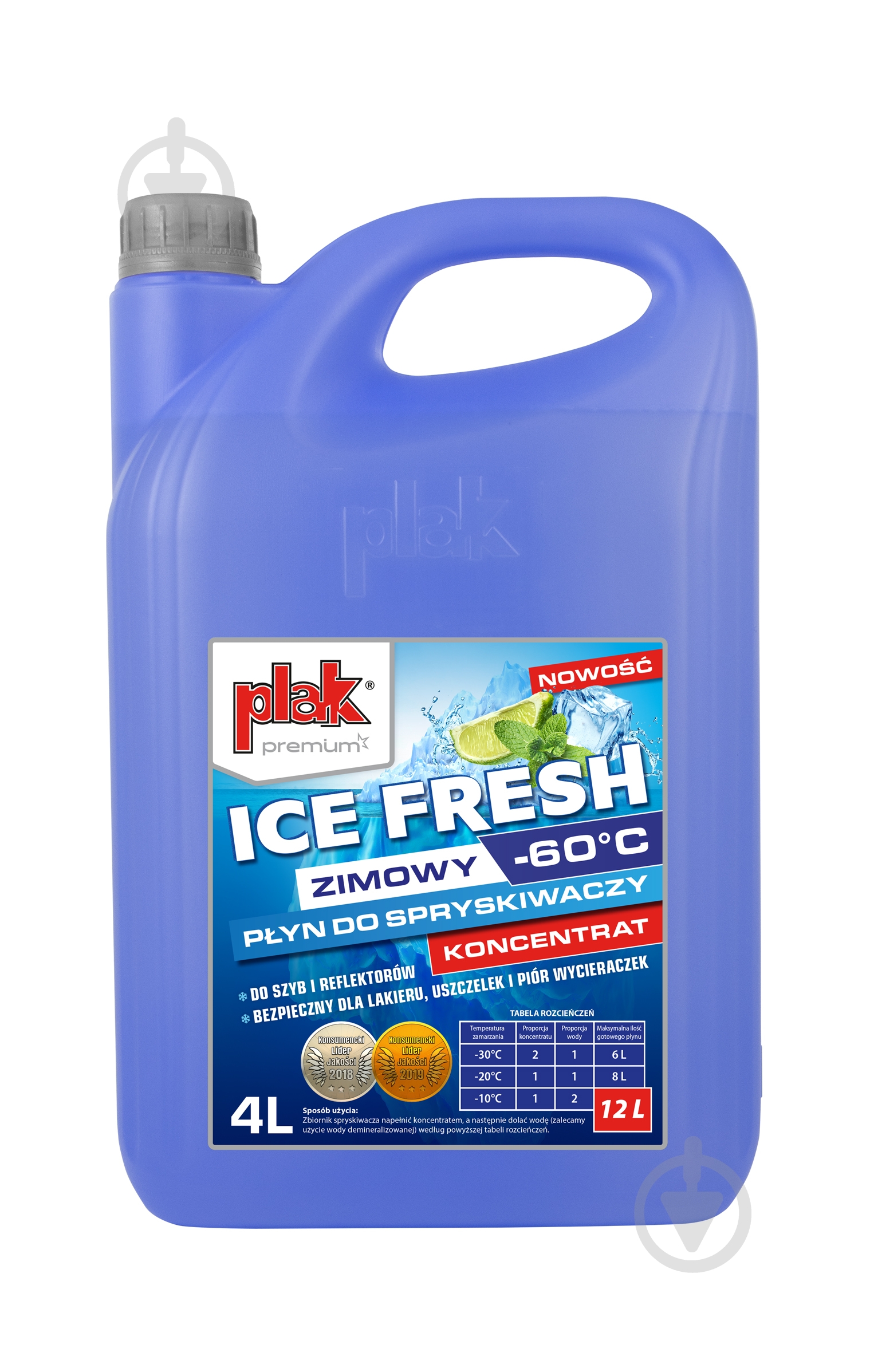 Омивач скла Atas концентрат PLAK ICE FRESH лимон зима -60 °С 4 л - фото 1