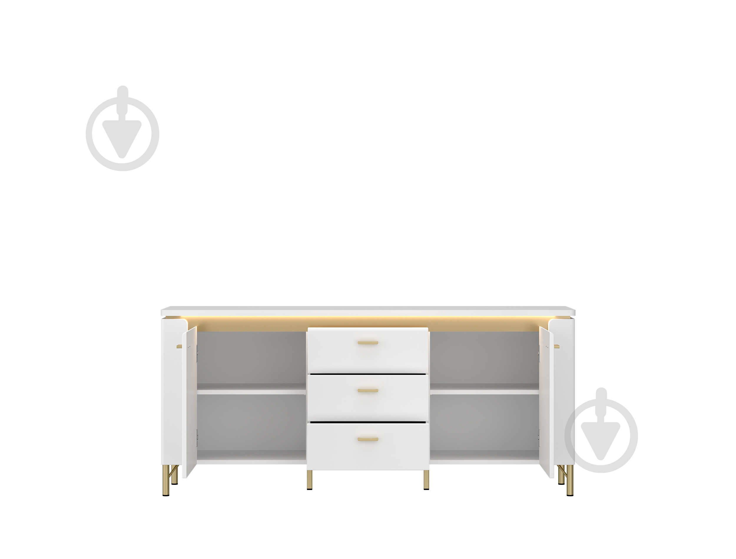 Тумба під ТВ Meble Wojcik Lazio 2D3S 1553x700x400 мм золотистий/альпійський білий - фото 2 Тумба під ТВ Meble Wojcik Lazio 2D3S 1553x700x400 мм золотистий/альпійський білий - фото 2