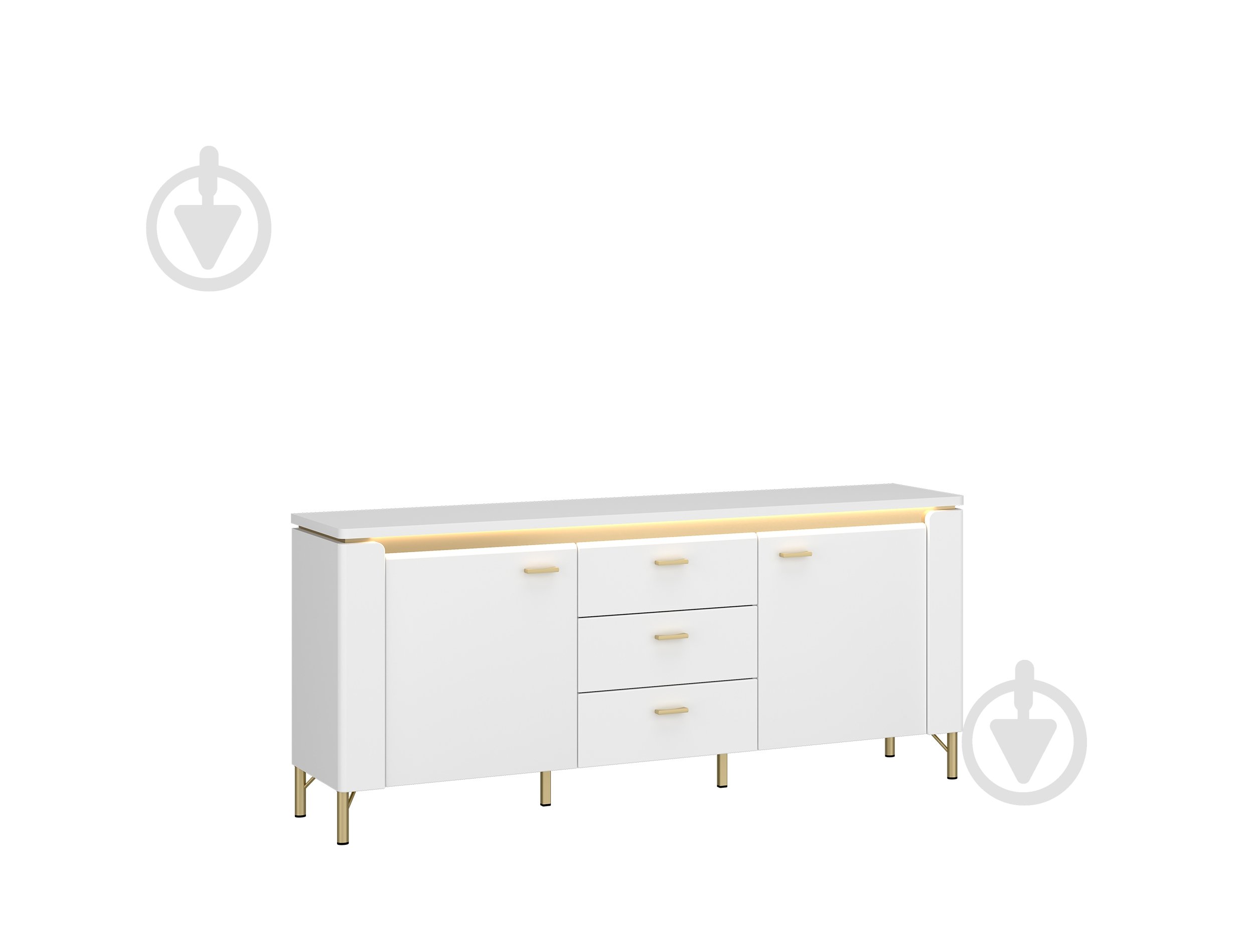 Тумба під ТВ Meble Wojcik Lazio 2D3S 1553x700x400 мм золотистий/альпійський білий - фото 1 Тумба під ТВ Meble Wojcik Lazio 2D3S 1553x700x400 мм золотистий/альпійський білий - фото 1