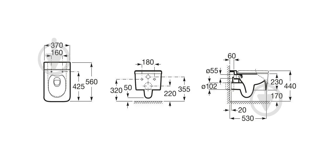 Унитаз подвесной ROCA Inspira Square Rimless Onyx - фото 2 Унитаз подвесной ROCA Inspira Square Rimless Onyx - фото 2