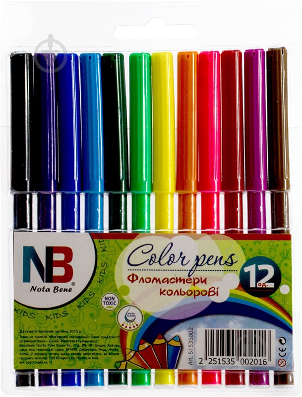 Фломастери 12 шт. Nota Bene - фото 1