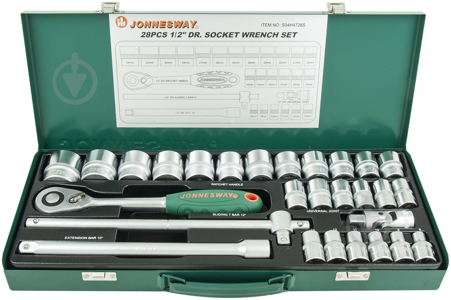 Набор головок Jonnesway   28 шт. S04H4728S - фото 1