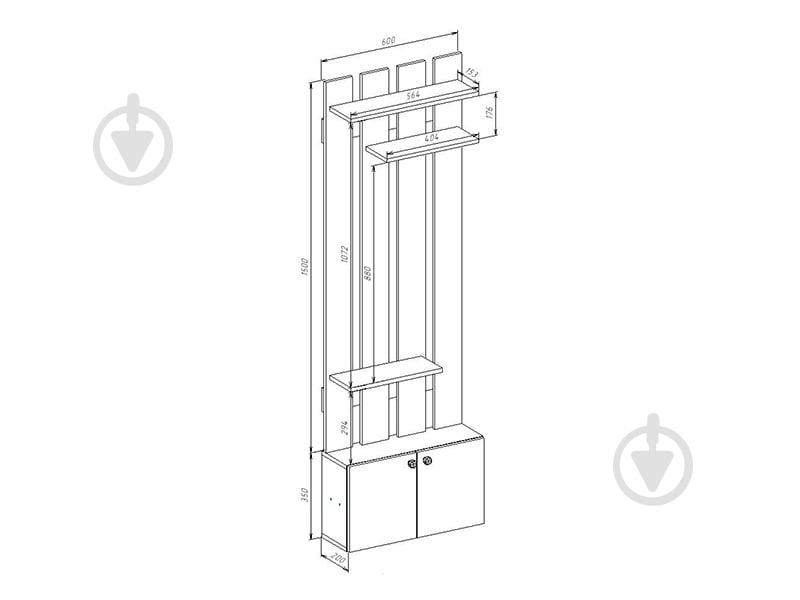 Прихожая DC мини Helga дуб крафт белый - фото 3