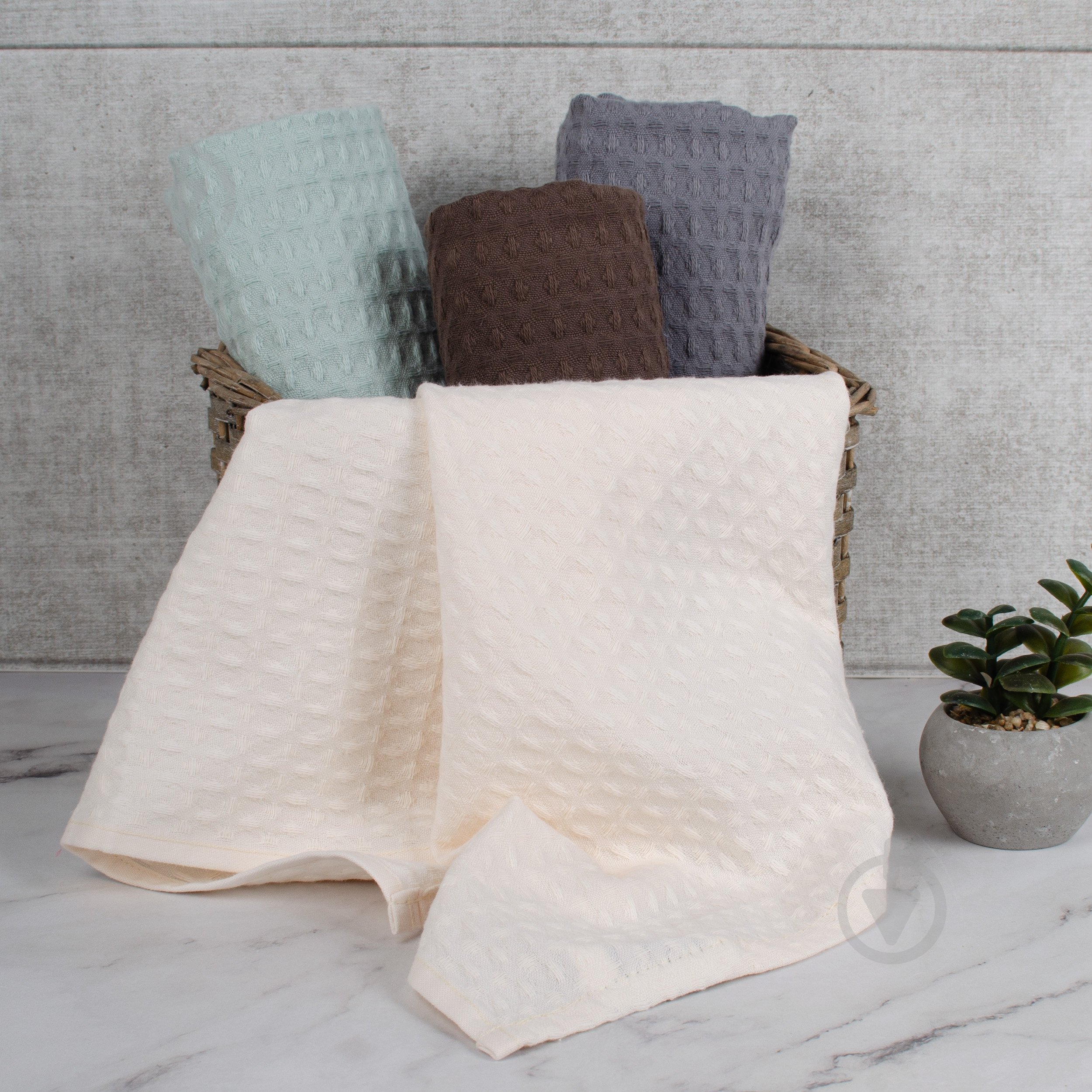 Рушник вафельний 40x60 см молочний - фото 3 Рушник вафельний 40x60 см молочний - фото 3