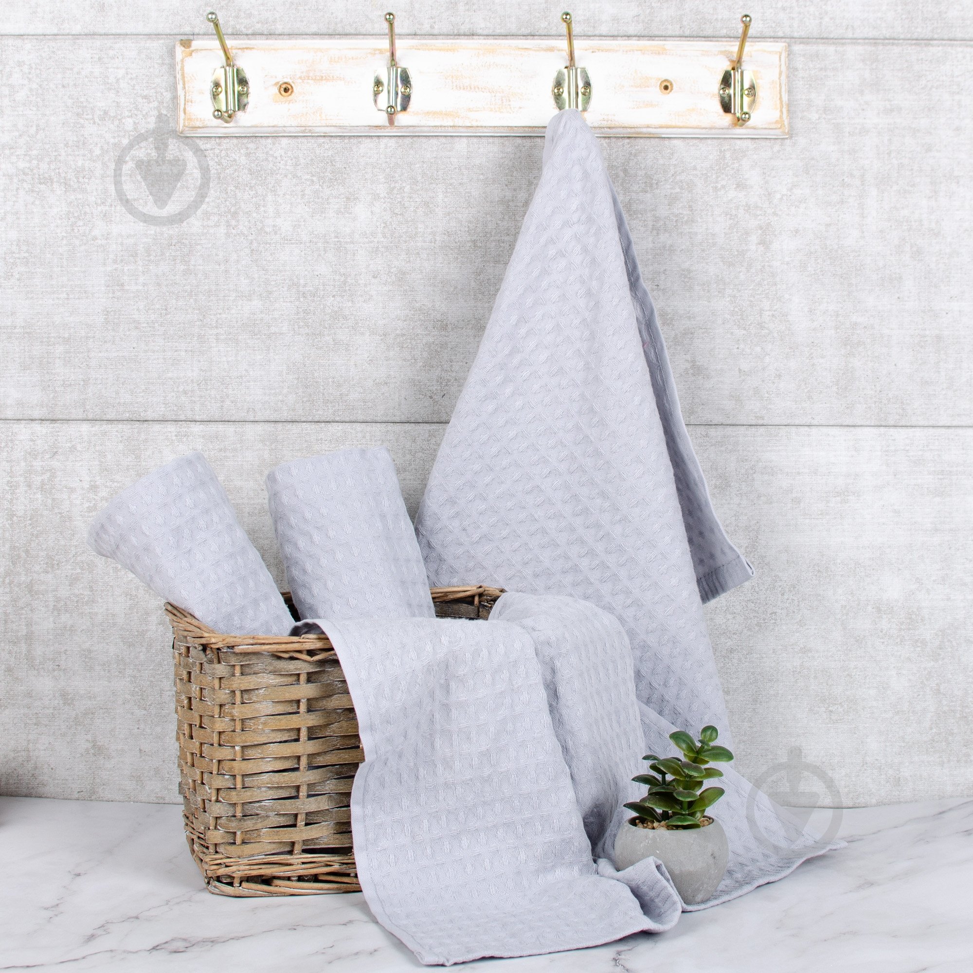 Рушник вафельний 40x60 см сірий - фото 1 Рушник вафельний 40x60 см сірий - фото 1