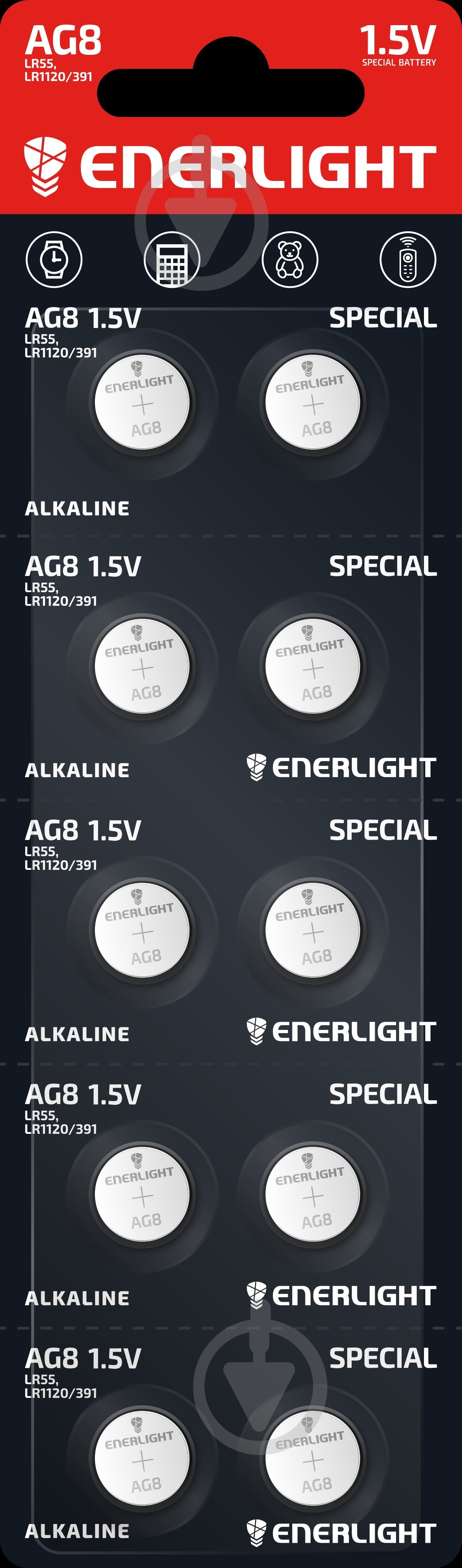 Батарейки Enerlight Special Alkaline LR55/AG8 10 шт. (40080110) - фото 1
