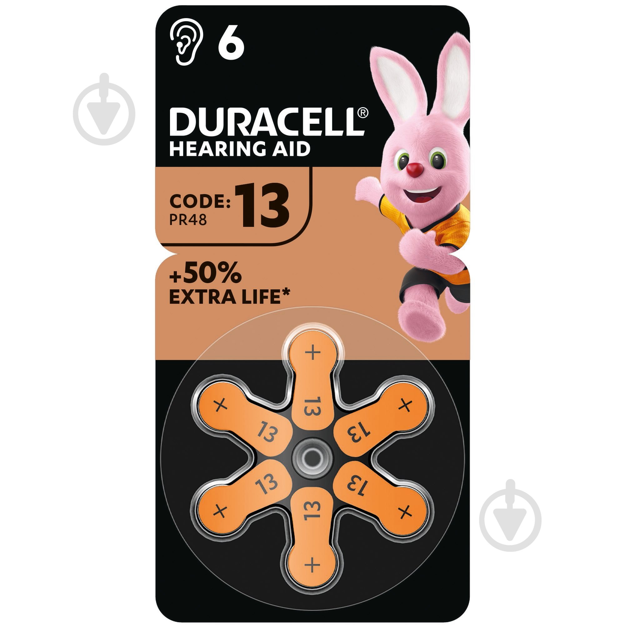 Батарейка Duracell для слухових апаратів PR48 6 шт. - фото 1