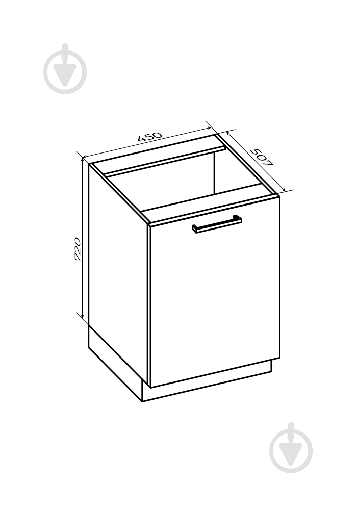Тумба нижняя распашная 450x820x507 мм белый (НС 45/82 Білий ) - фото 3