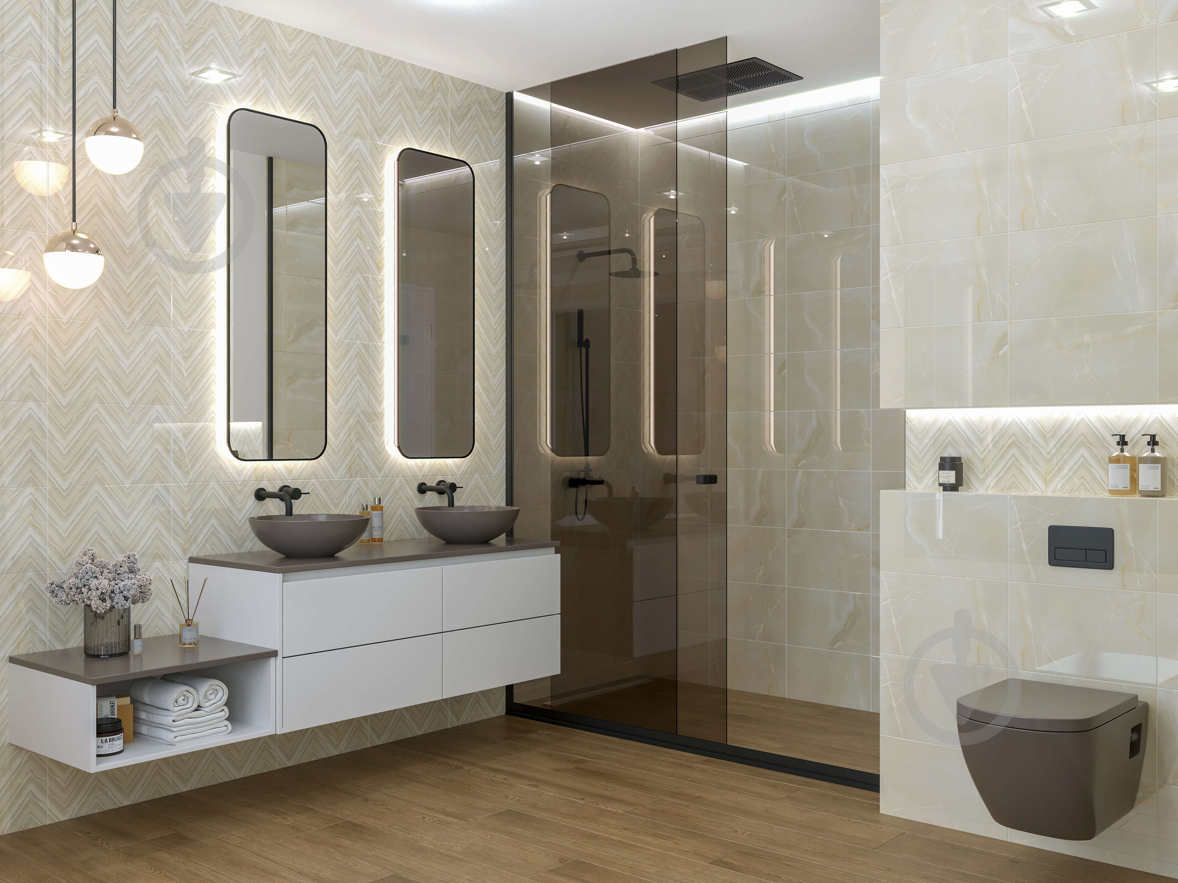 Плитка Golden Tile Onyx Story Chevron beige OY1151 25х40 см - фото 2