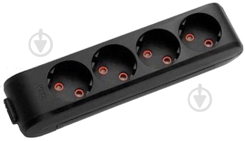 Колодка Viko із заземленням 4 гн. без вимикача чорний 90134400 - фото 1