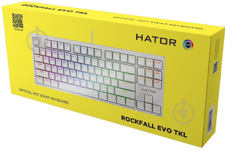Клавиатура Hator Rockfall EVO TKL Kailh Optical ENG/UKR/RUS (HTK-631) white - фото 6