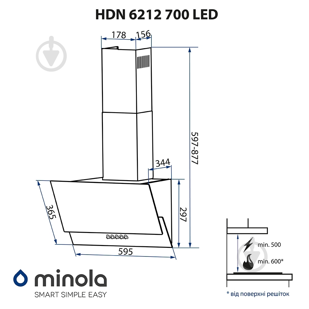 Вытяжка Minola HDN 6212 BL 700 LED - фото 12