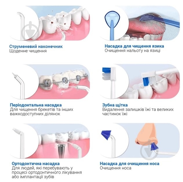 Насадки для ирригатора h2ofloss H2O-toothbrush 2шт. - фото 4 Насадки для ирригатора h2ofloss H2O-toothbrush 2шт. - фото 4