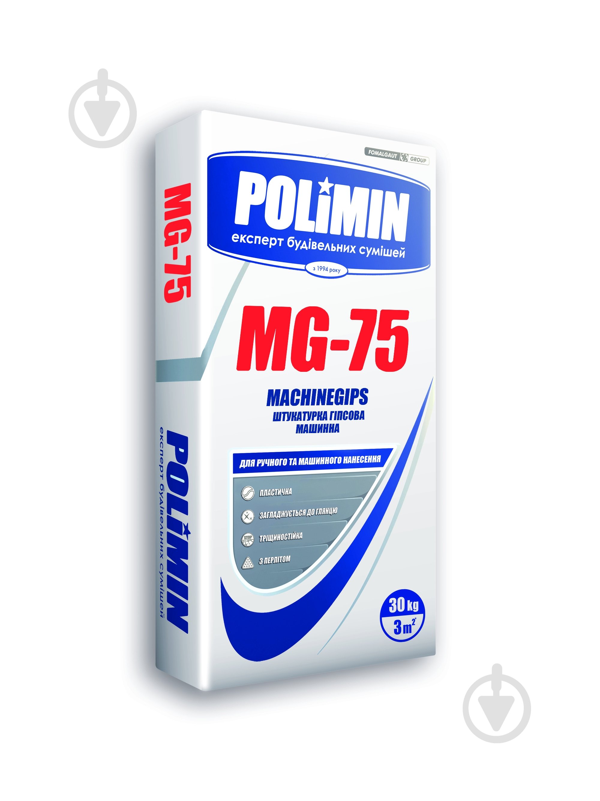 Штукатурка Polimin гіпсова машиного нанесення MG-75 по 30 кг - фото 1 Штукатурка Polimin гіпсова машиного нанесення MG-75 по 30 кг - фото 1