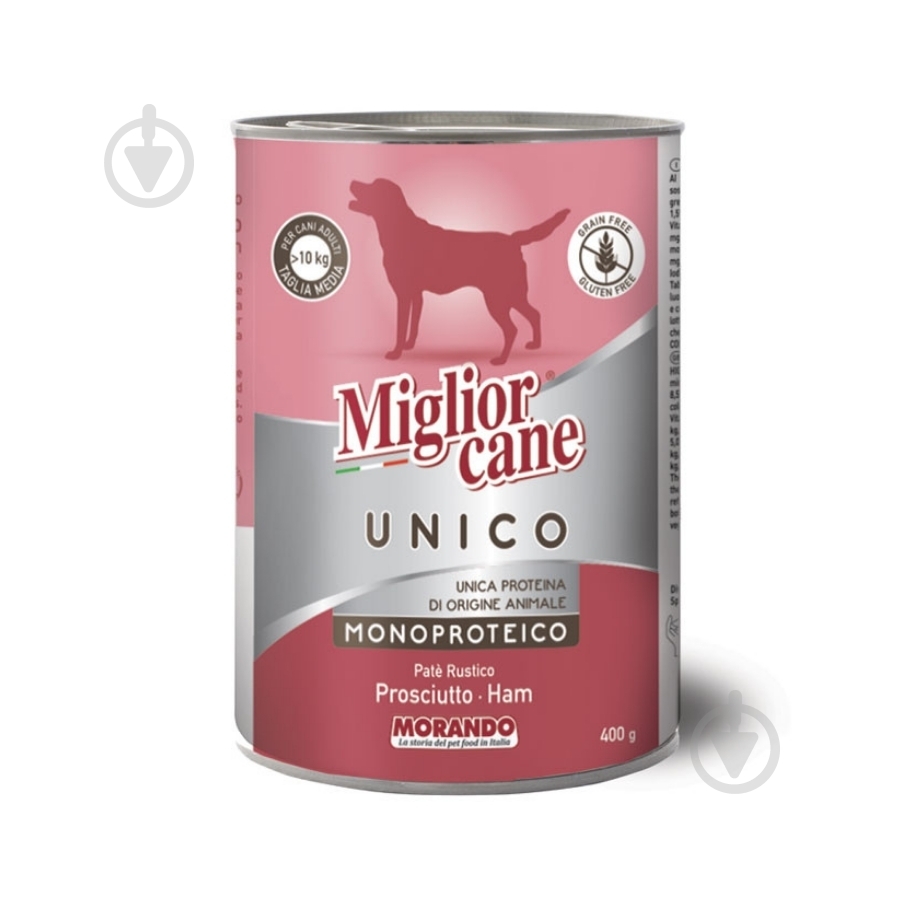 Корм влажный Morando Migliorcane UNICO Rustic прошутто 400 г - фото 1 Корм влажный Morando Migliorcane UNICO Rustic прошутто 400 г - фото 1