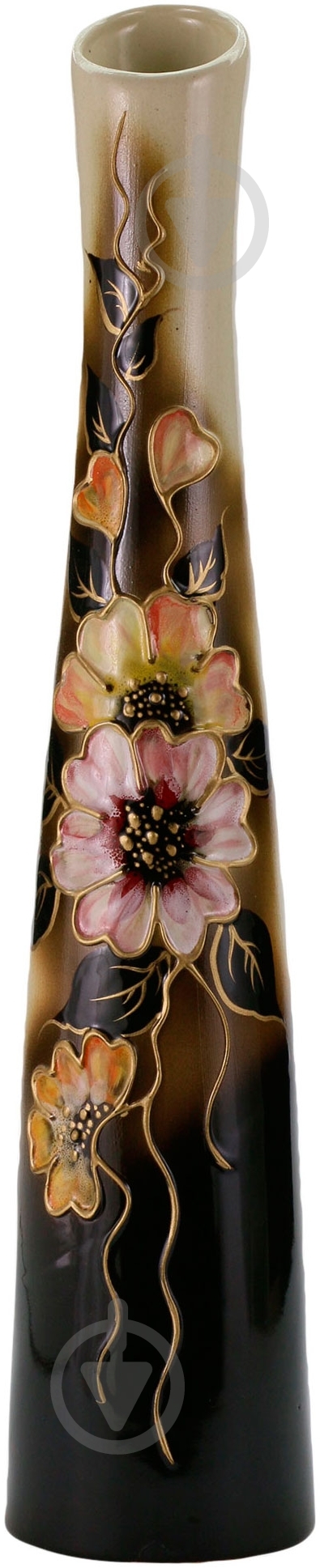 Ваза керамическая черная Биатричи 47х9 см - фото 1