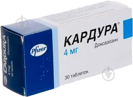 Кардура по 4 мг № 30 (10 х 3) таблетки - фото 1 Кардура по 4 мг № 30 (10 х 3) таблетки - фото 1