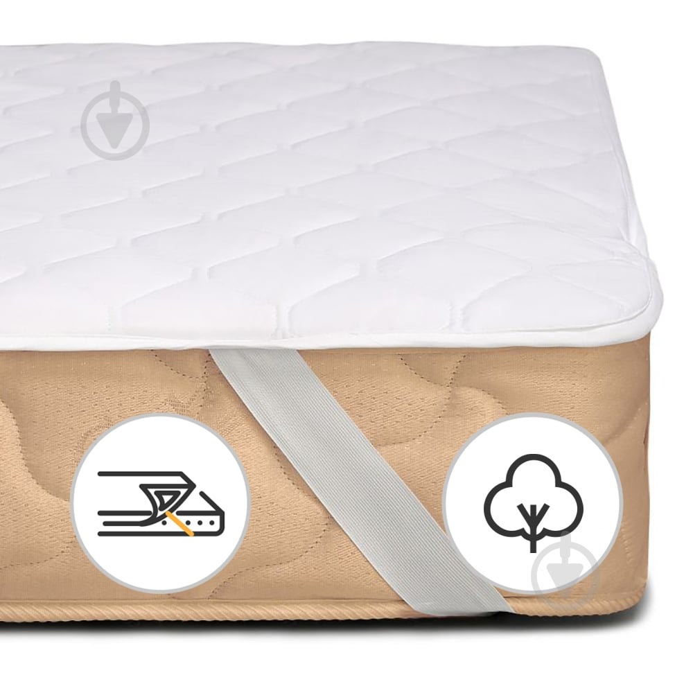 Наматрасник MirSon № 962 Natural Line Стандарт Cotton обычный с резинкой по углам 26х140x200 см 2200000837820 - фото 1