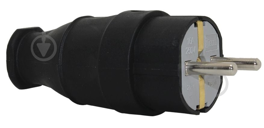 Вилка штепсельная ТЕССО TA 3001 прямая с заземлением 230В 16А каучук черный - фото 1 Вилка штепсельная ТЕССО TA 3001 прямая с заземлением 230В 16А каучук черный - фото 1