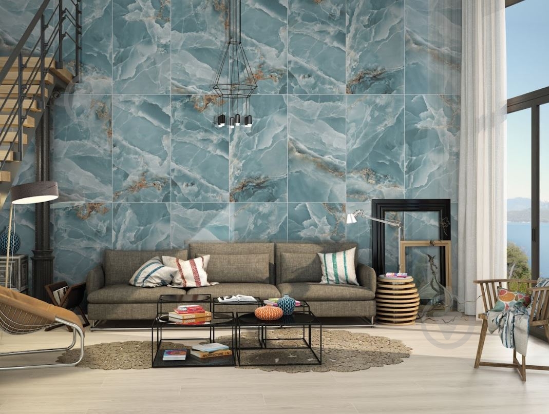 Плитка Cerossa Ceramica MARMO ONICE TEAL high glossy 60х120 см - фото 8