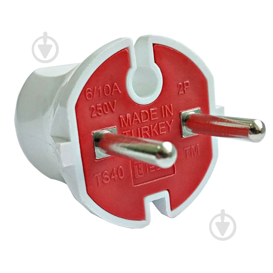 Вилка штепсельна ТЕССО TA 2003 без заземлення 230В 6А IP20 ABS-пластик білий - фото 1 Вилка штепсельна ТЕССО TA 2003 без заземлення 230В 6А IP20 ABS-пластик білий - фото 1