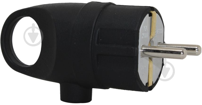 Вилка кабельная каучуковая ТЕССО TA 3003 с кольцом с заземлением 230В 16А черный - фото 1