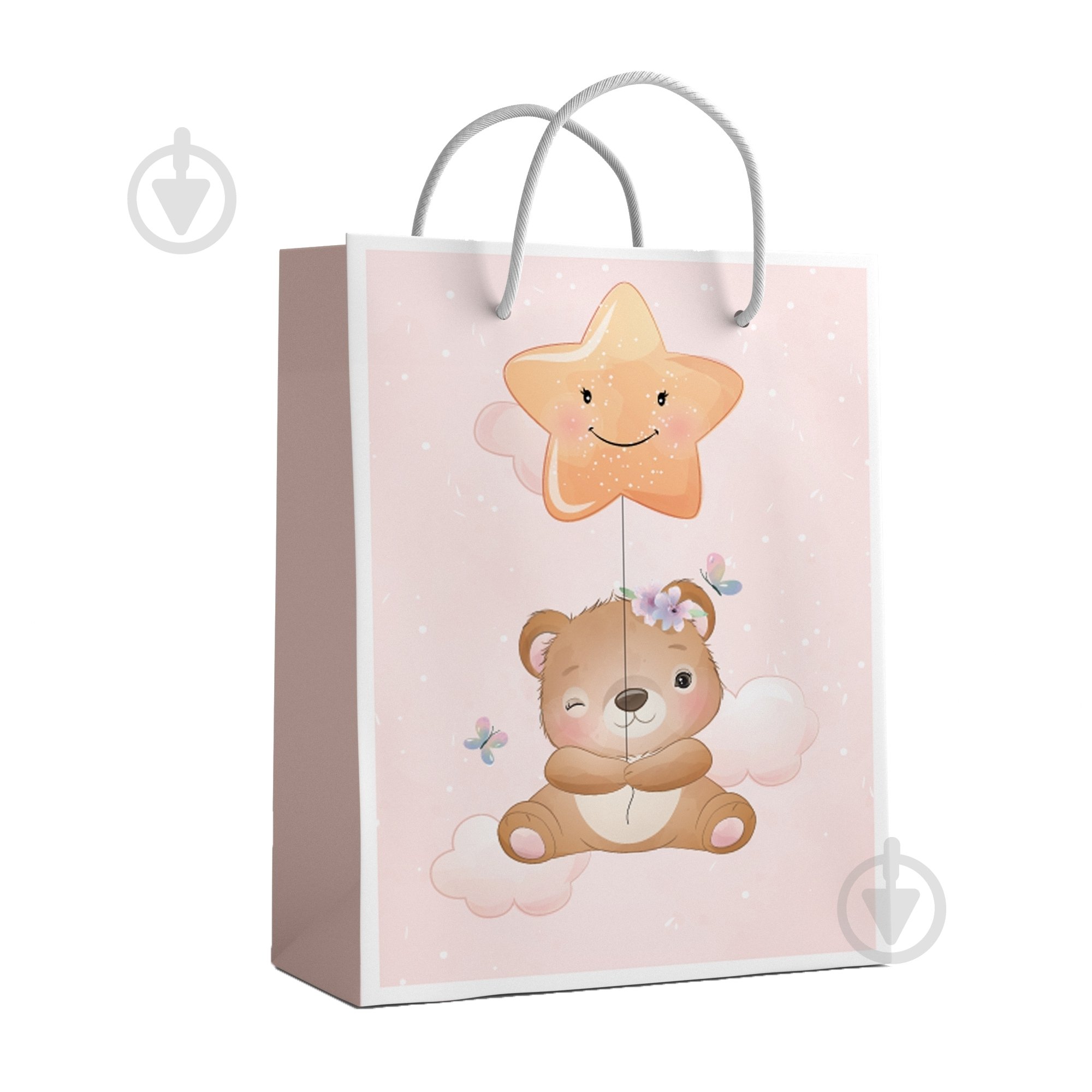 Пакет подарунковий M 17,5x23x10 cм Ведмедик і зірочка Львівська Мануфактура Друку - фото 1