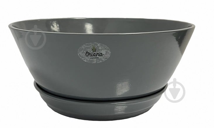 Горшок керамический Бонсайниця Новая круглый 5,5 л графит (016-1-085) - фото 1