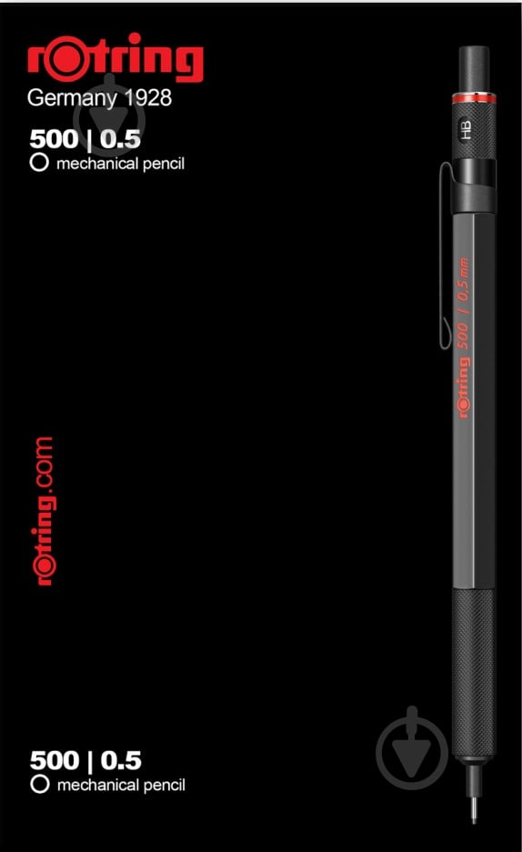 Карандаш механический 500 Black PCL 0,5 Rotring Drawing - фото 6
