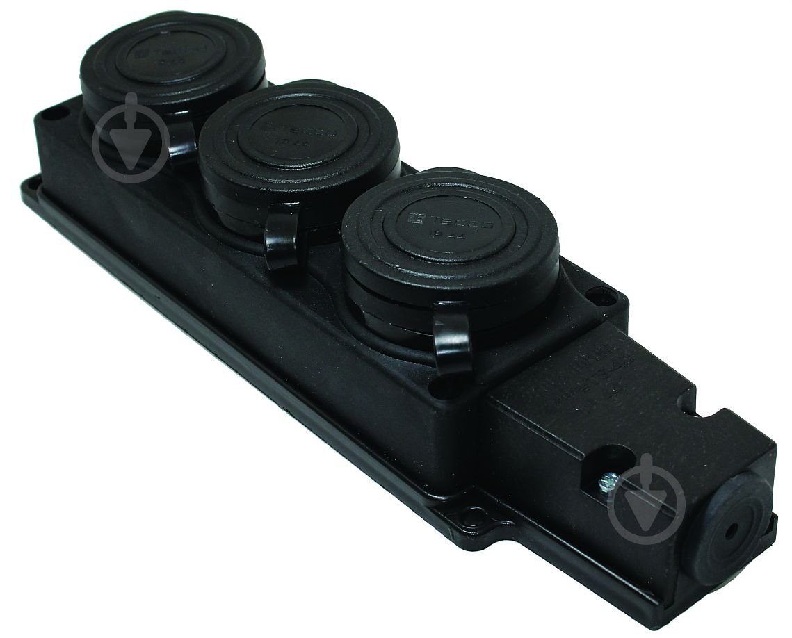 Колодка ТЕССО серія каучук із заземленням 3 гн. без вимикача 02 чорний 107 300 00 - фото 1 Колодка ТЕССО серія каучук із заземленням 3 гн. без вимикача 02 чорний 107 300 00 - фото 1