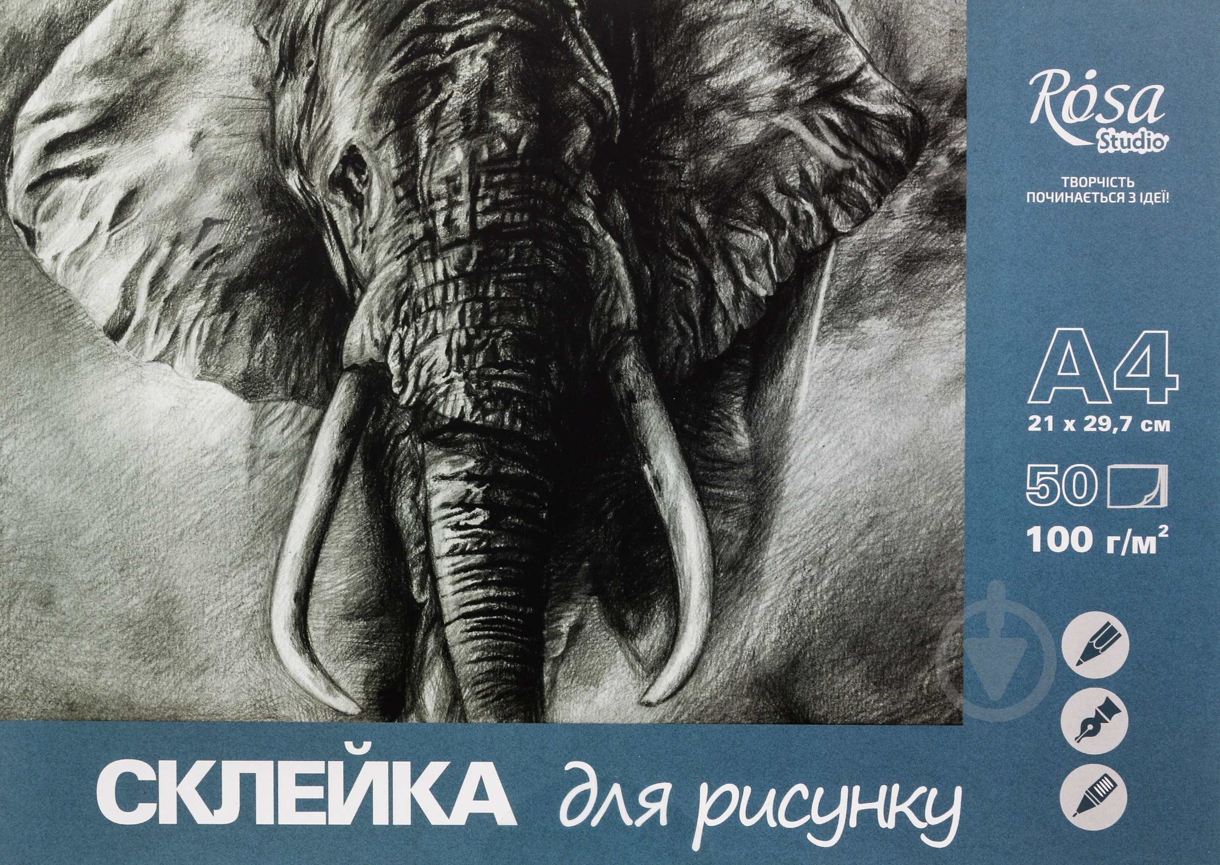 Склейка для рисунку  A4 21x29,7 см 100 г/м² 50 сторінок Rosa Start - фото 1