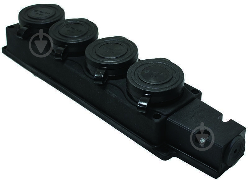 Колодка ТЕССО серія каучук із заземленням 4 гн. без вимикача 02 чорний 107 400 00 - фото 1 Колодка ТЕССО серія каучук із заземленням 4 гн. без вимикача 02 чорний 107 400 00 - фото 1