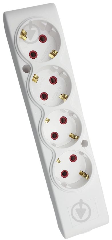 Колодка ТЕССО біла із заземленням 4 гн. без вимикача 102 401 00 - фото 1 Колодка ТЕССО біла із заземленням 4 гн. без вимикача 102 401 00 - фото 1