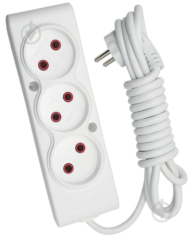 Удлинитель ТЕССО без заземления 3 гн. белый 5 м 102 300 05 - фото 1