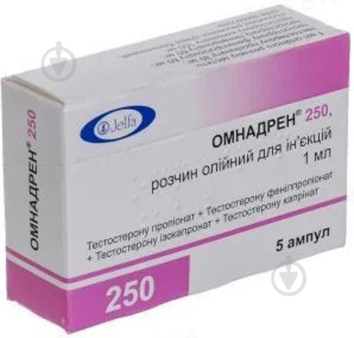 Омнадрен 250 д/ін., олій. по 1 мл №5 в амп. розчин - фото 1 Омнадрен 250 д/ін., олій. по 1 мл №5 в амп. розчин - фото 1