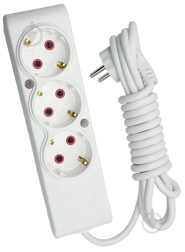 Подовжувач ТЕССО із заземленням 3 гн. білий 5 м 102 301 05 - фото 1 Подовжувач ТЕССО із заземленням 3 гн. білий 5 м 102 301 05 - фото 1