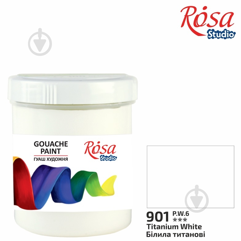 Краска гуашевая Белила титановые 100 мл 323917 Rosa Start - фото 2