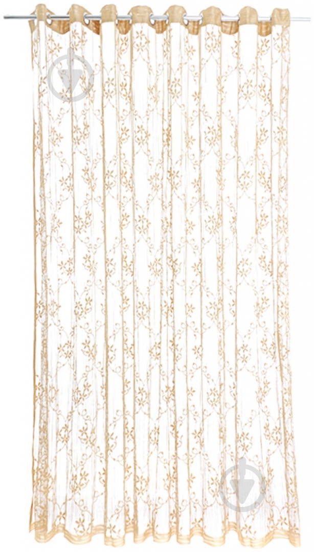 Тюль Листок бежевый на кольцах 300x280 см - фото 1 Тюль Листок бежевый на кольцах 300x280 см - фото 1