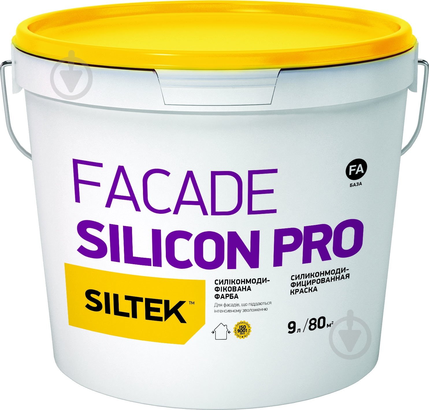 Фарба силіконова водоемульсійна Siltek FACADE SILICON PRO База FА мат білий 9 л - фото 1