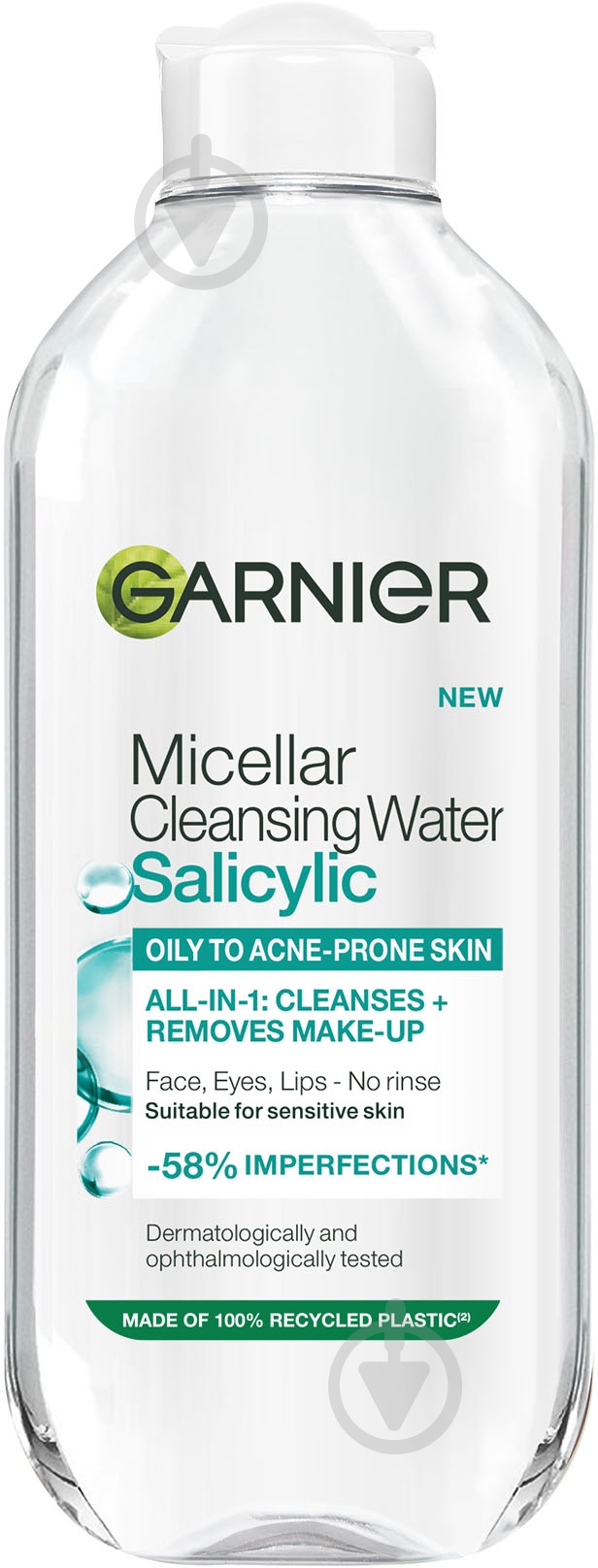 Міцелярна вода Garnier для зняття макіяжу та очищення шкіри обличчя з саліциловою кислотою 400 мл - фото 1 Міцелярна вода Garnier для зняття макіяжу та очищення шкіри обличчя з саліциловою кислотою 400 мл - фото 1