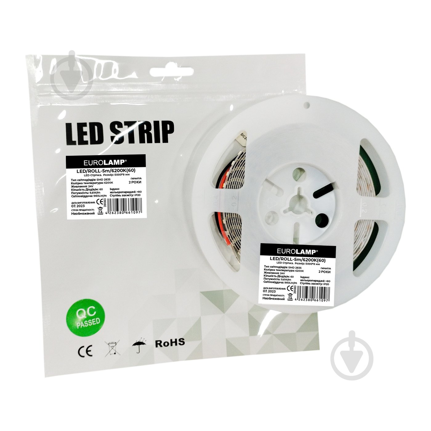 Стрічка світлодіодна Eurolamp 9,6 Вт IP20 24 В холодний LED/ROLL-5m/6200K(60) - фото 4