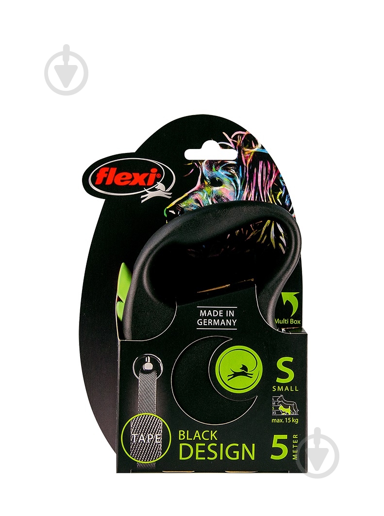 Поводок-рулетка Flexi Black Design лента S зеленый - фото 2