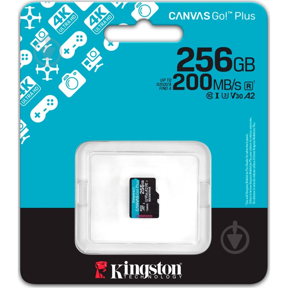 Карта пам'яті Kingston microSDXC 256 ГБ UHS-IClass 10 (SDCG4/256GBSP ) Canvas Go! Plus R200/W160MB/s - фото 3