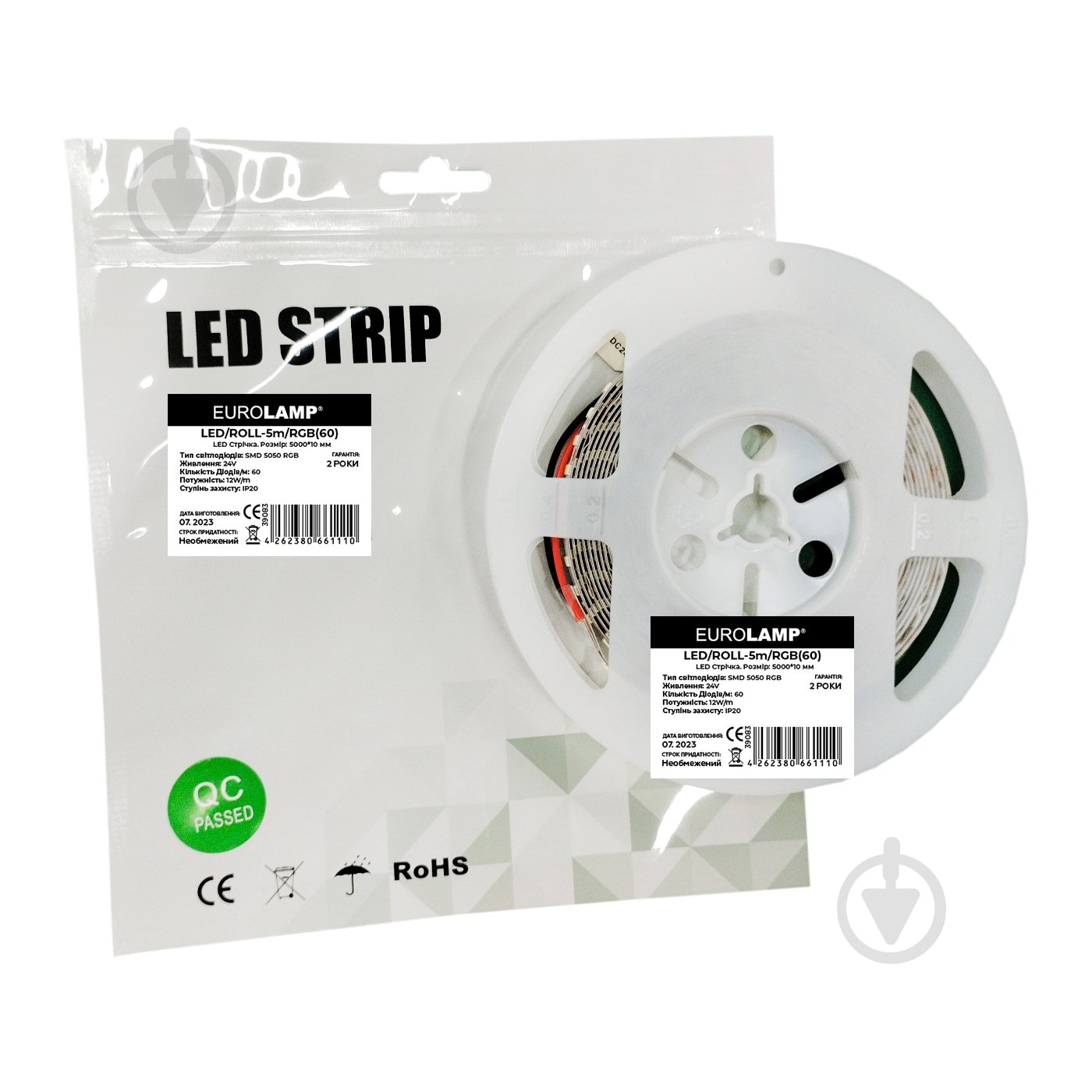 Стрічка світлодіодна Eurolamp 12 Вт IP20 24 В різнокольоровий (RGB) LED/ROLL-5m/RGB(60) - фото 1