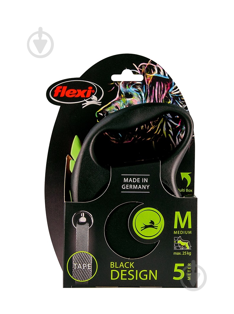 Поводок-рулетка Flexi Black Design лента M зеленый - фото 2